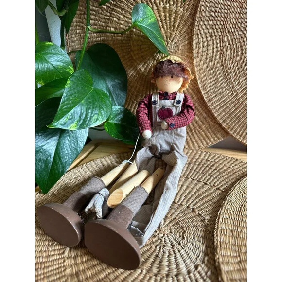 Handmade Farmer wooden doll - Picture 1 of 9
